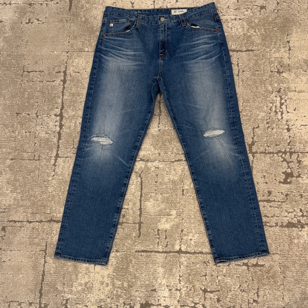 Agolde Women's Dark Blue Distressed Boyfriend Jeans